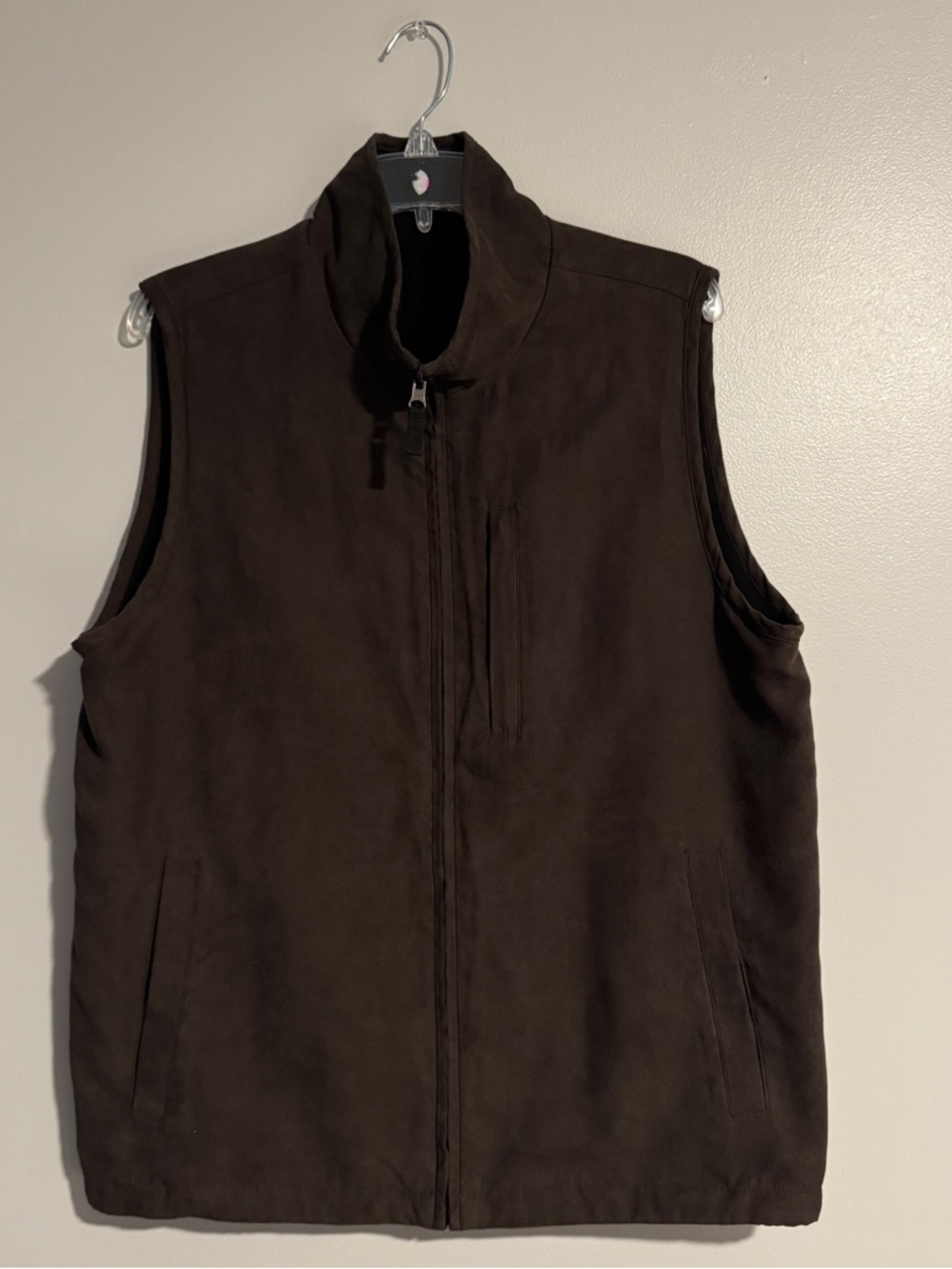 Men's Brown Zip-Front Vest - Classic Sleeveless Jacket (No Brand/Size/Tag)